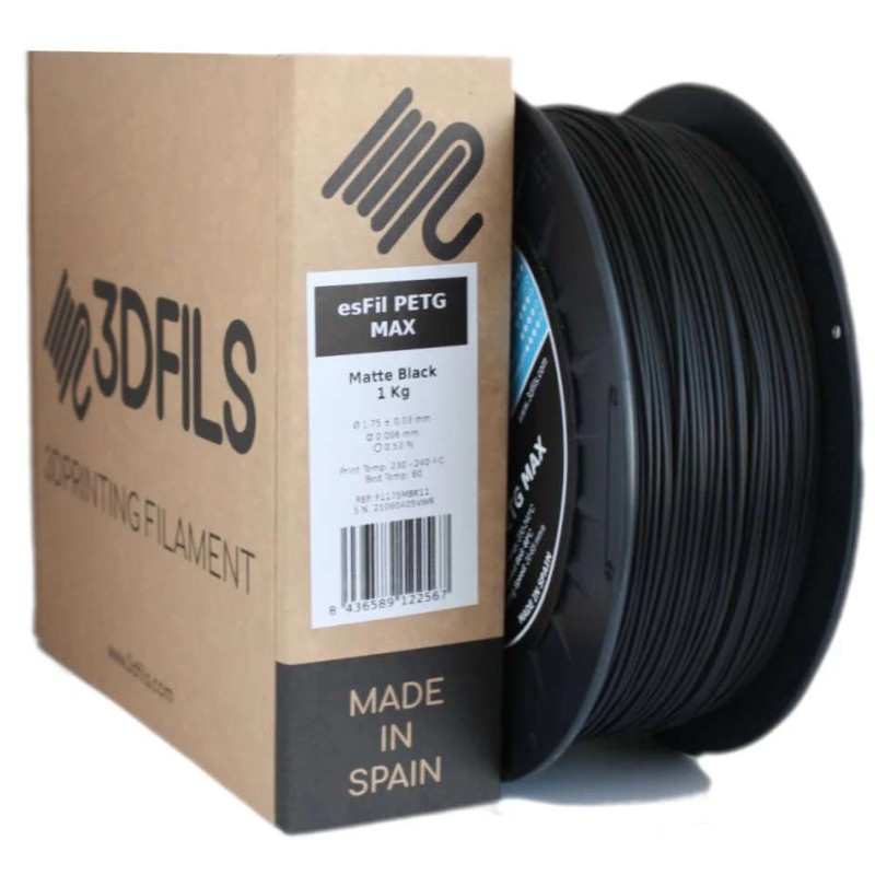 3dFils PETG 1Kg 1.75 mm Negro mate