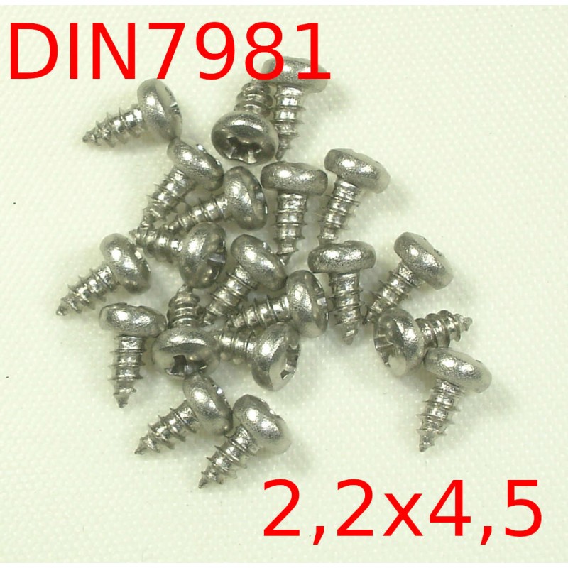 Tornillo DIN 7981 DIN7981 2,2x4,5mm INOX A2 Roscachapa Tapping screw