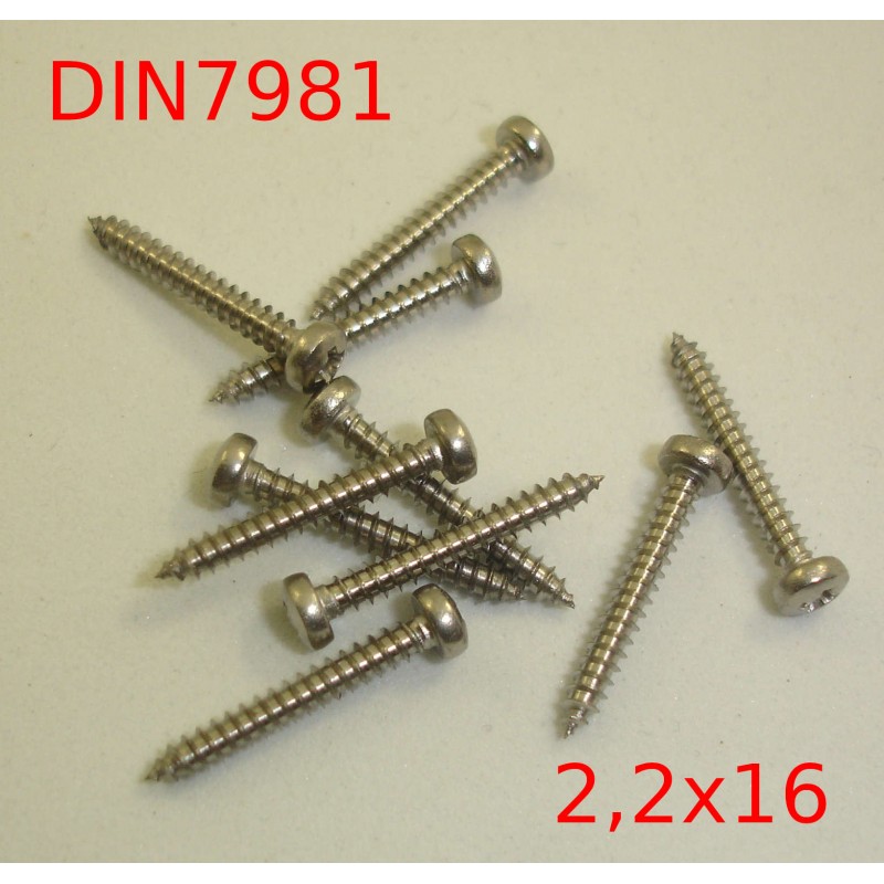 Tornillo DIN 7981 DIN7981 2,2x16mm INOX A2 Roscachapa Tapping screw