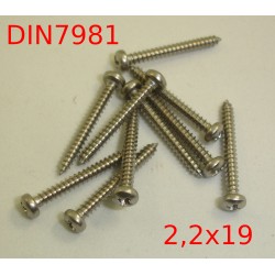 Tornillo DIN 7981 DIN7981 2,2x19mm INOX A2 Roscachapa Tapping screw