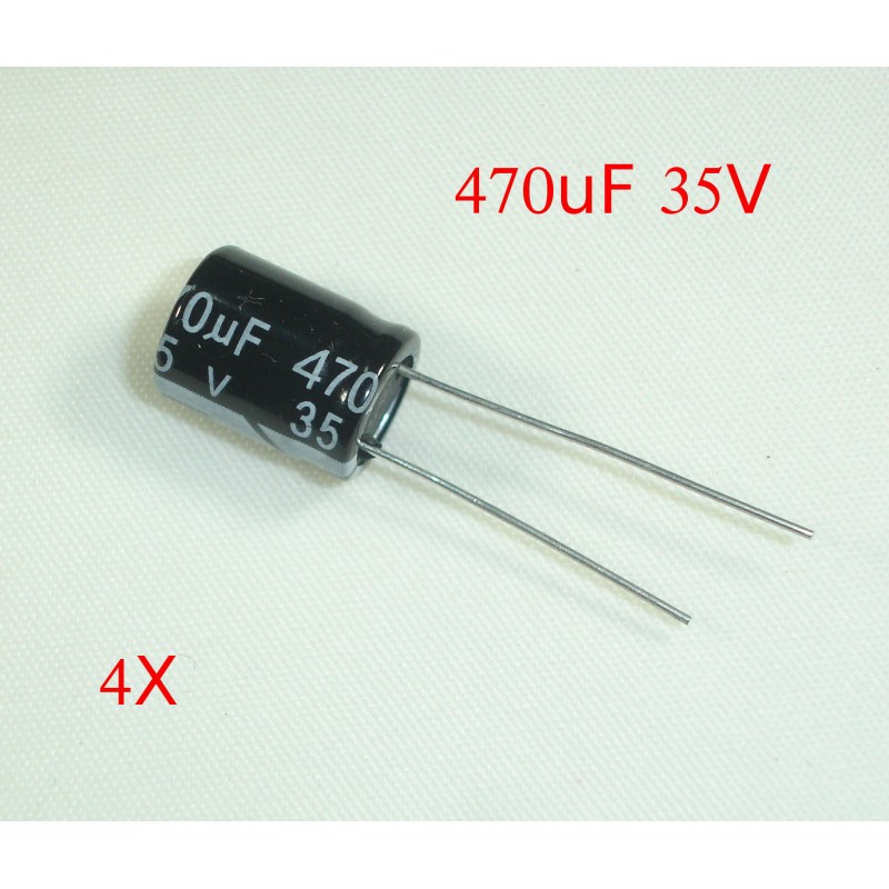 4X Condensador electrolitico 470uF 35v 105ºC 20% 10x13,5 PCB Arduino PIC