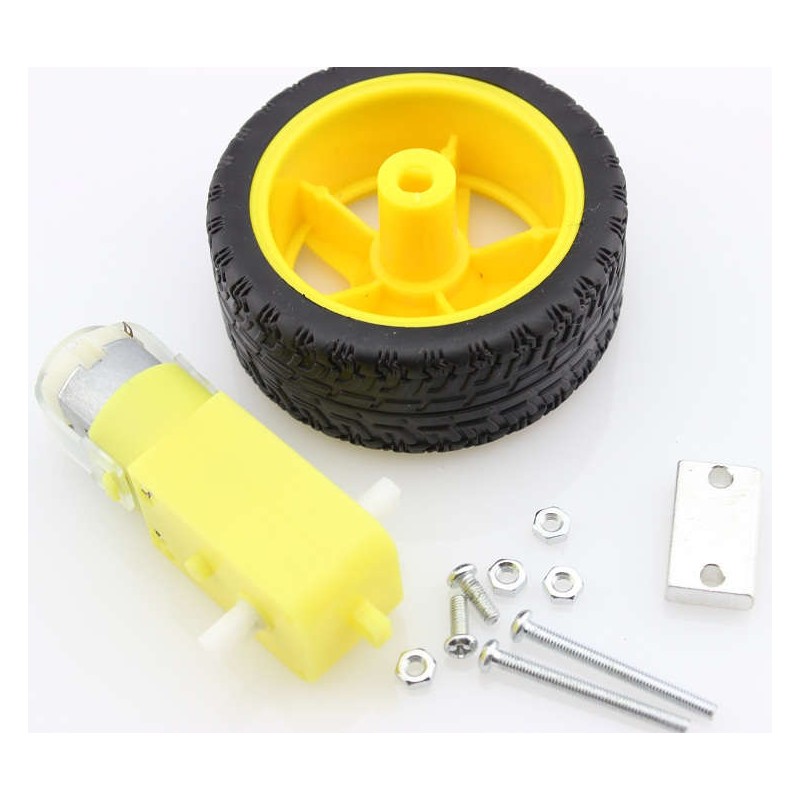 Micro DC Geared Motor Kit Wheel Rueda Soporte