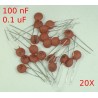 20X Condensador ceramico disco 104 100nF 0.1uF 50v