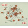20X Condensador ceramico disco 22pF 50v
