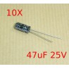 10X Condensador electrolitico 47uF 25v 105ºC 20% 5x11