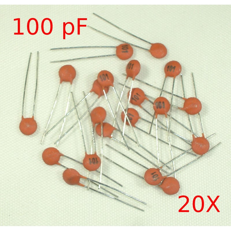 20X Condensador ceramico disco 101 100pF 50v