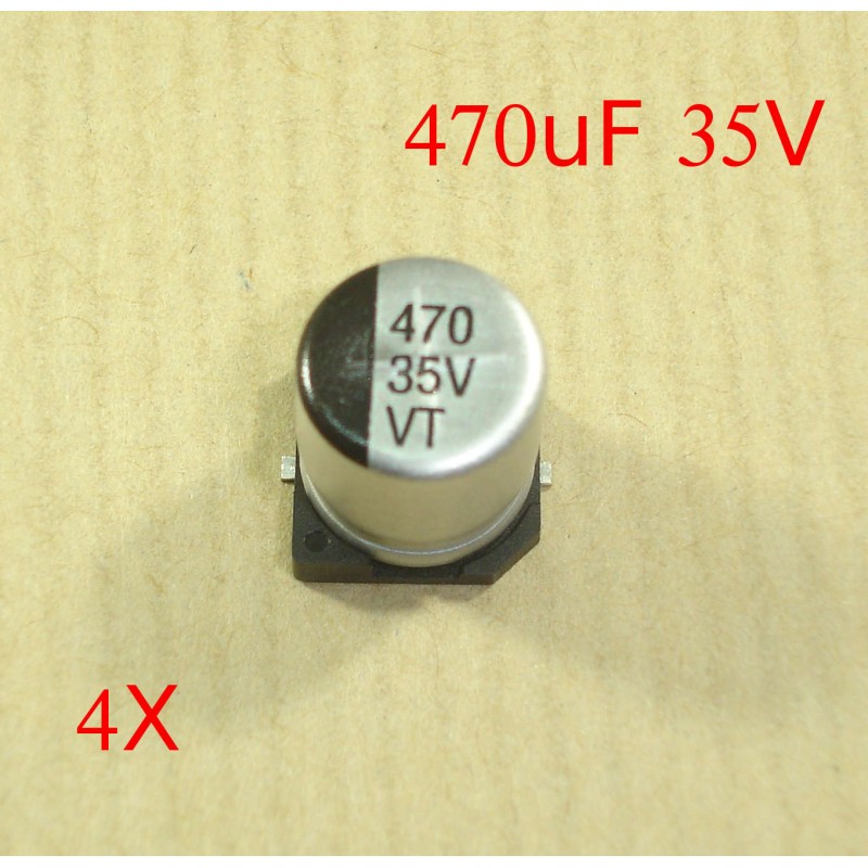 4X Condensador electrolitico 470uF 35v 105ºC 20% 10x10,5 SMD