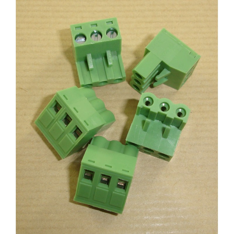 5X 5.08mm pitch pluggable terminal block Bloque terminal hembra 3 polos PCB